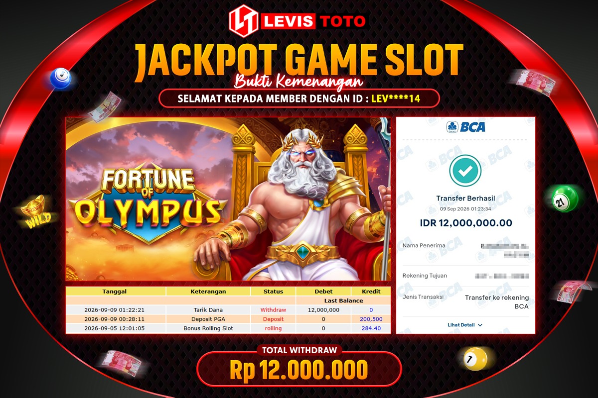 LEVISTOTO - BAYAR JACKPOT SLOT FORTUNE OF OLYMPUS TOTAL Rp.12.000.000 | DIBAYAR LUNAS