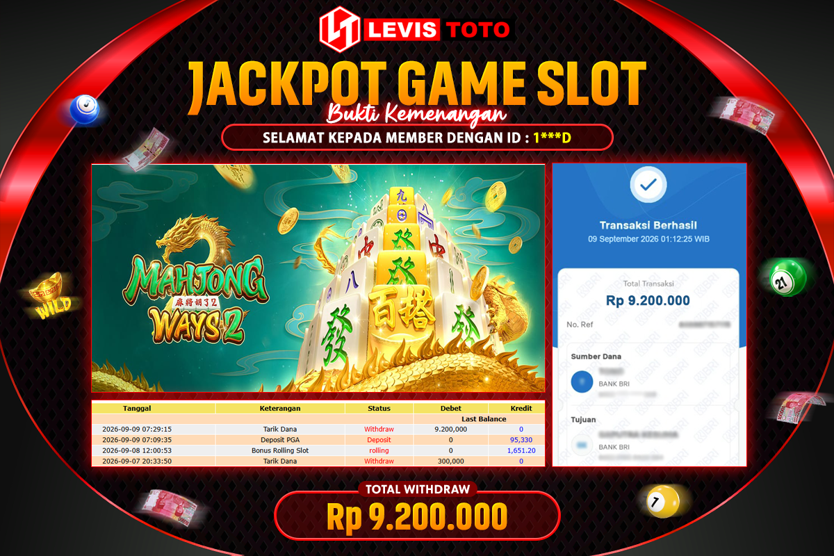 LEVISTOTO - BAYAR JACKPOT SLOT MAHJONG WAYS 2 TOTAL RP.9.200.000 | DIBAYAR LUNAS