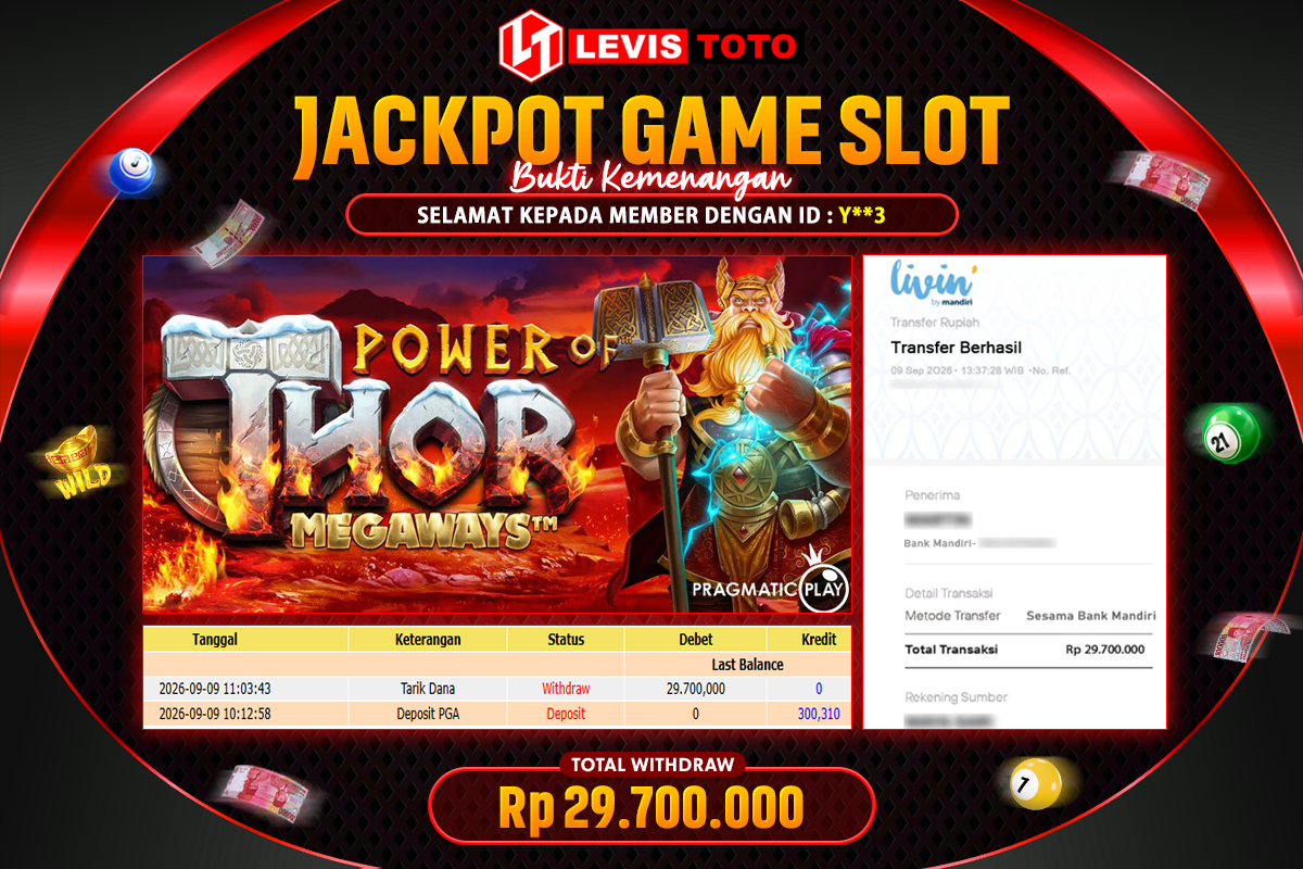 LEVISTOTO - BAYAR JACKPOT SLOT POWER OF THOR TOTAL RP.29.700.000 | DIBAYAR LUNAS