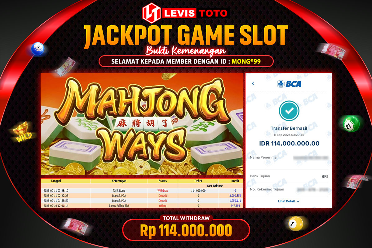 LEVISTOTO - BAYAR JACKPOT SLOT MAHJONG WAYS TOTAL RP.114.000.000 | DIBAYAR LUNAS