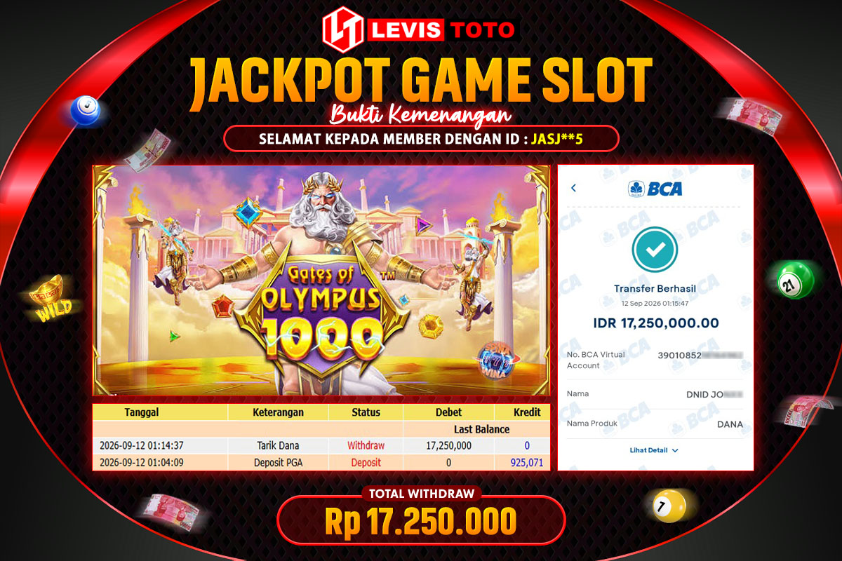 LEVISTOTO - BAYAR JACKPOT SLOT GATES OF OLYMPUS 1000 TOTAL RP.17.250.000 | DIBAYAR LUNAS