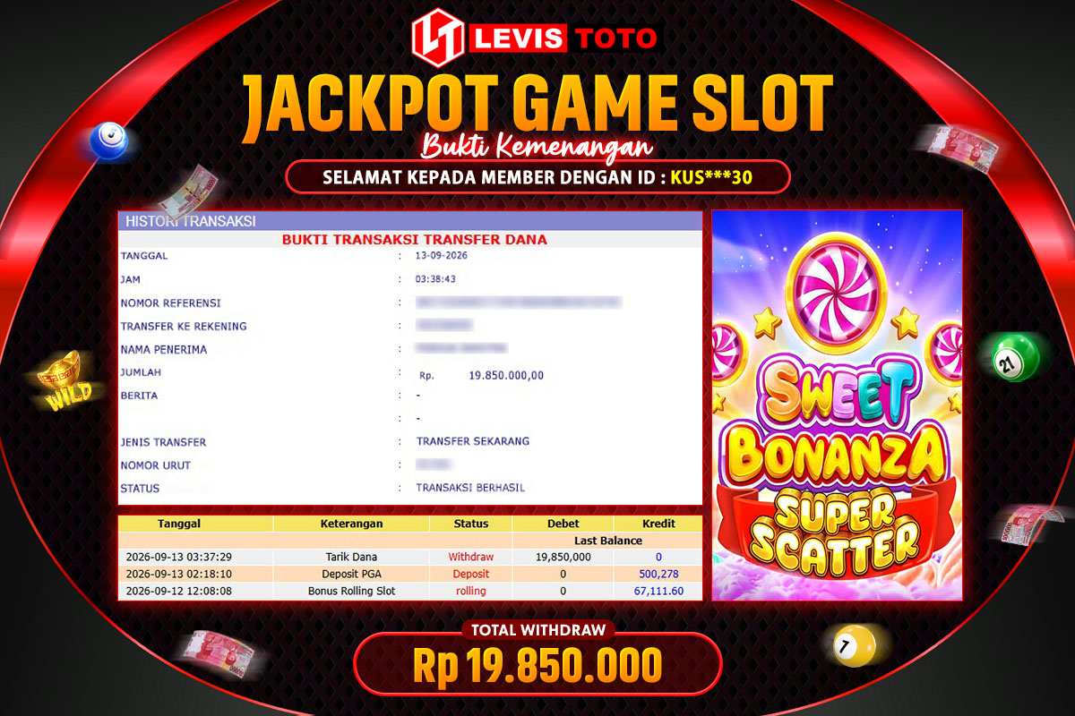LEVISTOTO - BAYAR JACKPOT SLOT SWEET BONANZA SUPER SCATTER TOTAL RP.19.850.000 | DIBAYAR LUNAS