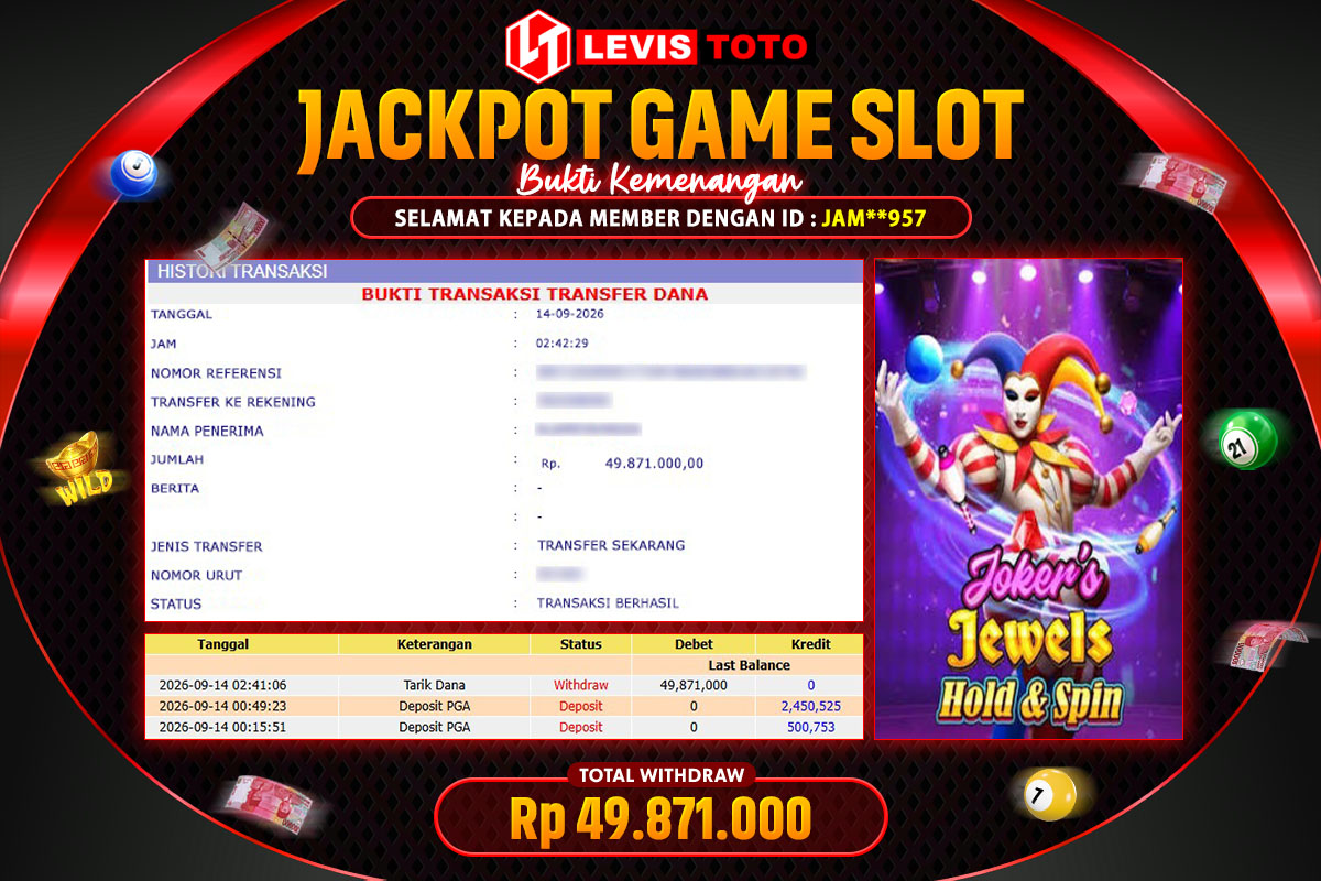 LEVISTOTO - BAYAR JACKPOT SLOT JOKERS JEWELS TOTAL RP.49.871.000 | DIBAYAR LUNAS