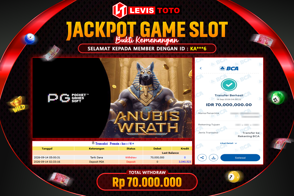 LEVISTOTO - BAYAR JACKPOT SLOT ANUBIS WRATH TOTAL RP.70.000.000 | DIBAYAR LUNAS