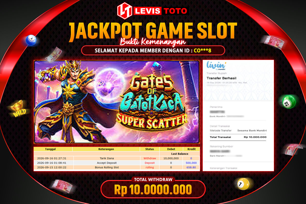 LEVISTOTO - BAYAR JACKPOT SLOT GATES OF GATOTKACA SUPER SCATTER TOTAL RP.10.000.000 | DIBAYAR LUNAS