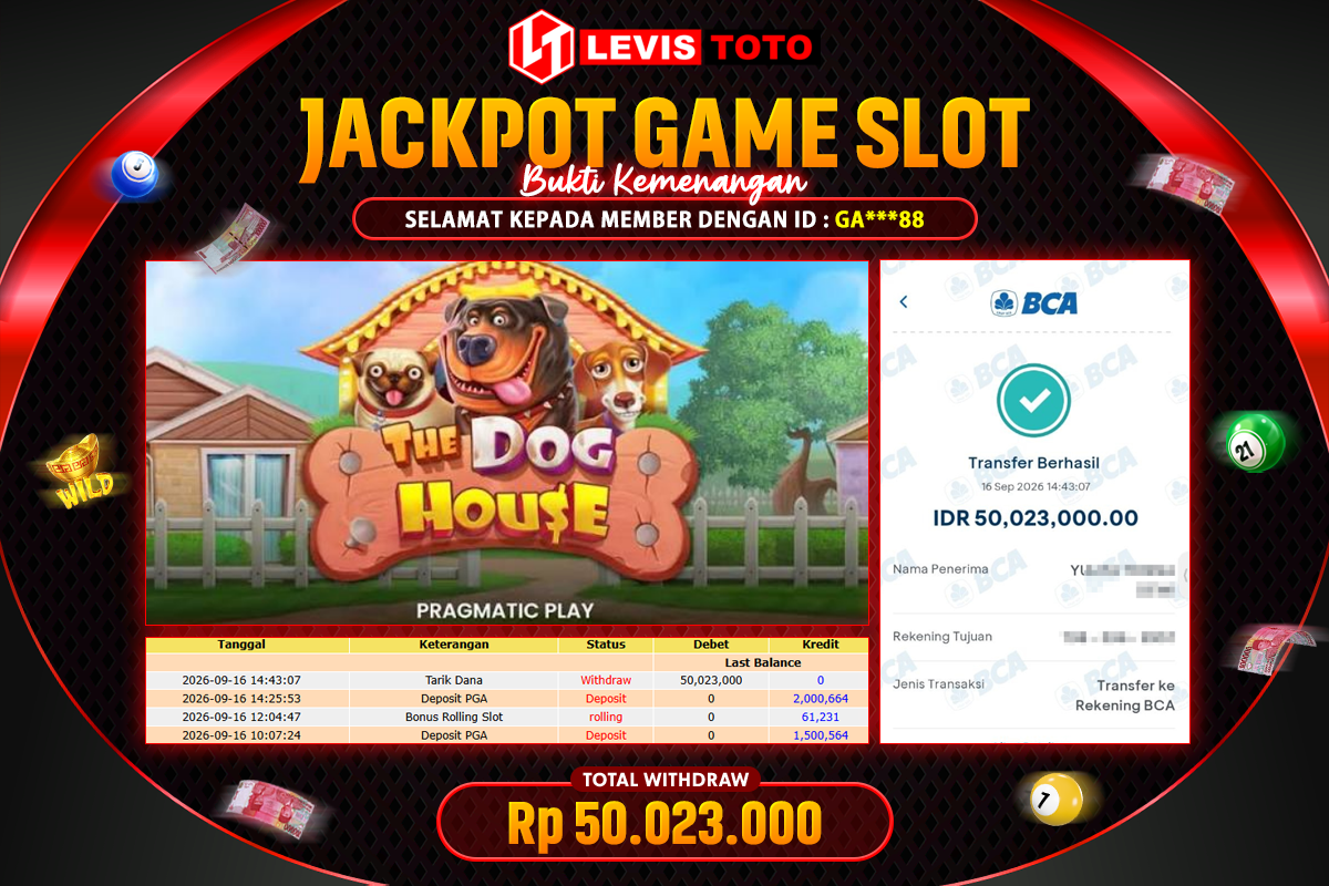 LEVISTOTO - BAYAR JACKPOT SLOT THE DOG HOUSE TOTAL RP.50.023.000 | DIBAYAR LUNAS
