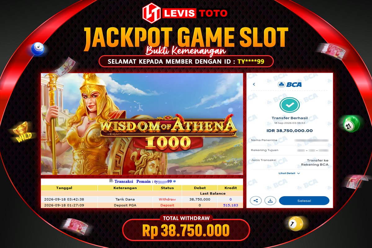 LEVISTOTO - BAYAR JACKPOT SLOT WISDOM OF ATHENA 1000 TOTAL RP.38.750.000 | DIBAYAR LUNAS