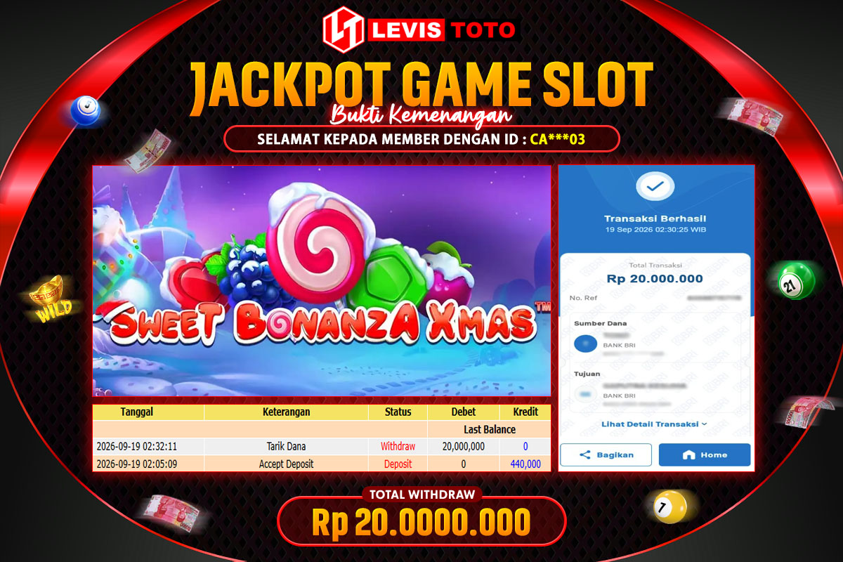 LEVISTOTO - BAYAR JACKPOT SLOT SWEET BONANZA XMAS TOTAL RP.20.000.000 | DIBAYAR LUNAS