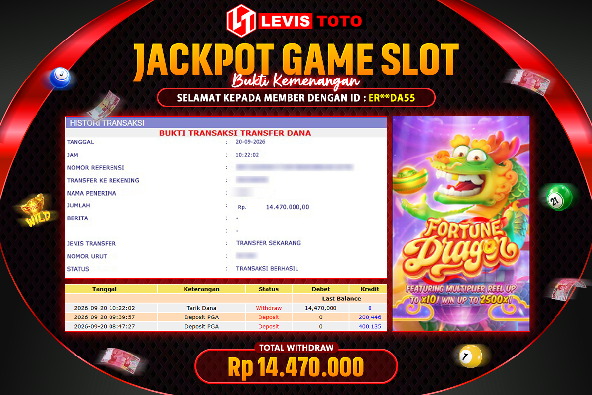 LEVISTOTO - BAYAR JACKPOT SLOT FORTUNE DRAGON CITY TOTAL RP.14.470.000 | DIBAYAR LUNAS