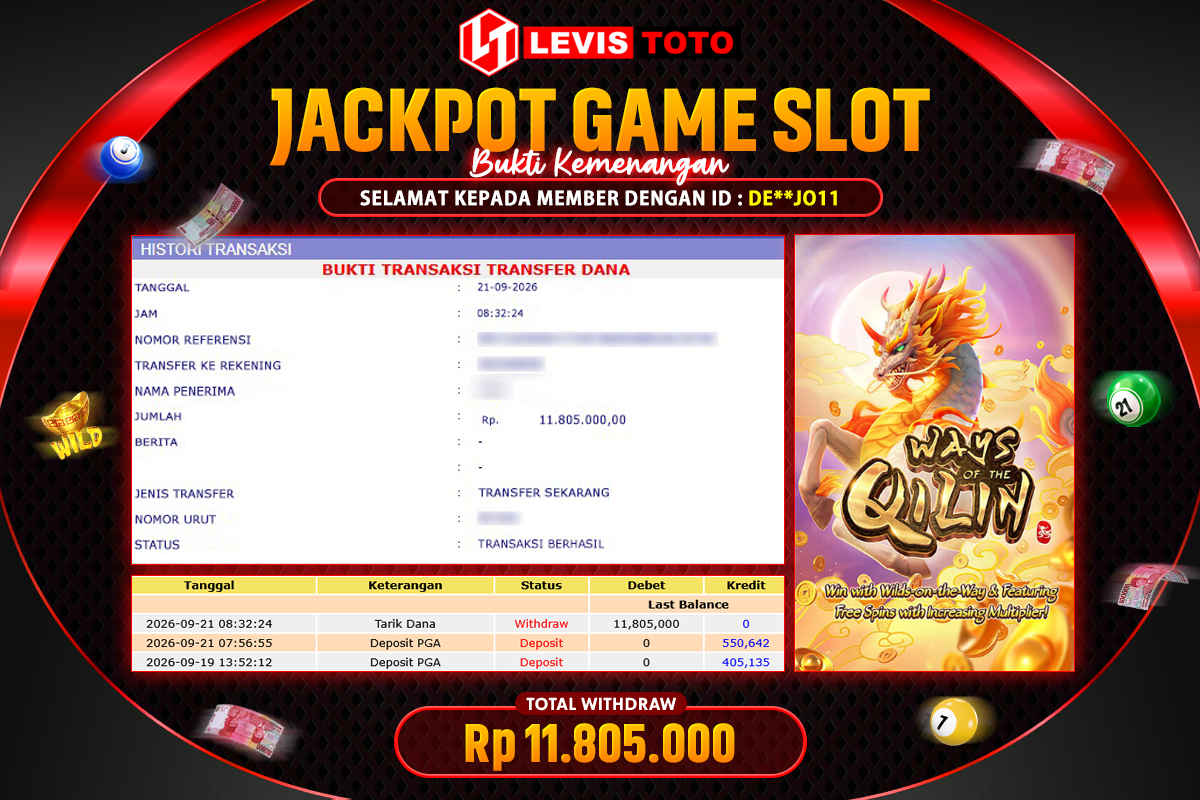 LEVISTOTO - BAYAR JACKPOT SLOT WAYS OF QILIN TOTAL RP.11.805.000 | DIBAYAR LUNAS
