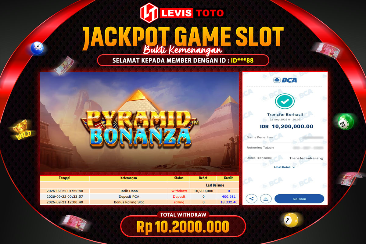 LEVISTOTO - BAYAR JACKPOT SLOT PYRAMID BONANZA TOTAL RP.10.200.000 | DIBAYAR LUNAS