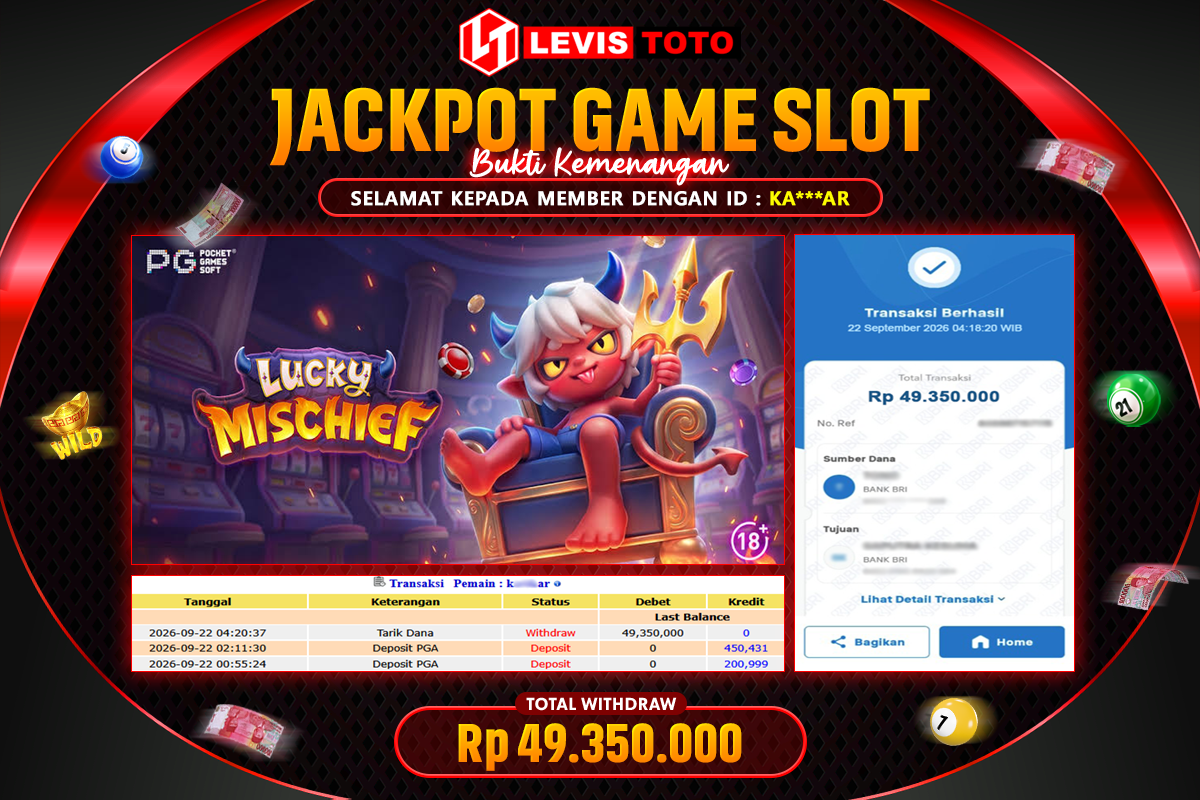 LEVISTOTO - BAYAR JACKPOT SLOT LUCKY MISCHIEF TOTAL Rp.49.350.000 | DIBAYAR LUNAS