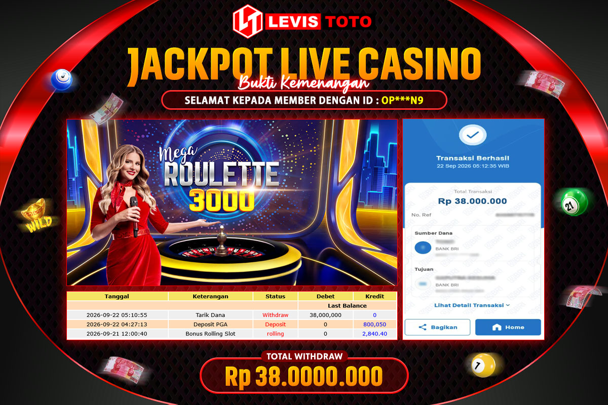 LEVISTOTO - BAYAR JACKPOT LIVE CASINO MEGA ROULETTE 3000 TOTAL RP.57.000.000 | DIBAYAR LUNAS