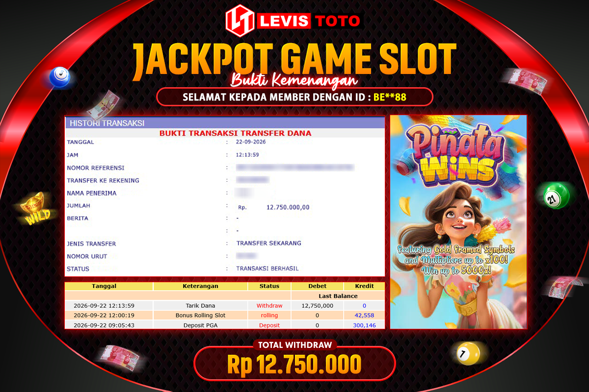LEVISTOTO - BAYAR JACKPOT SLOT PINATA WINS TOTAL RP.12.750.000 | DIBAYAR LUNAS