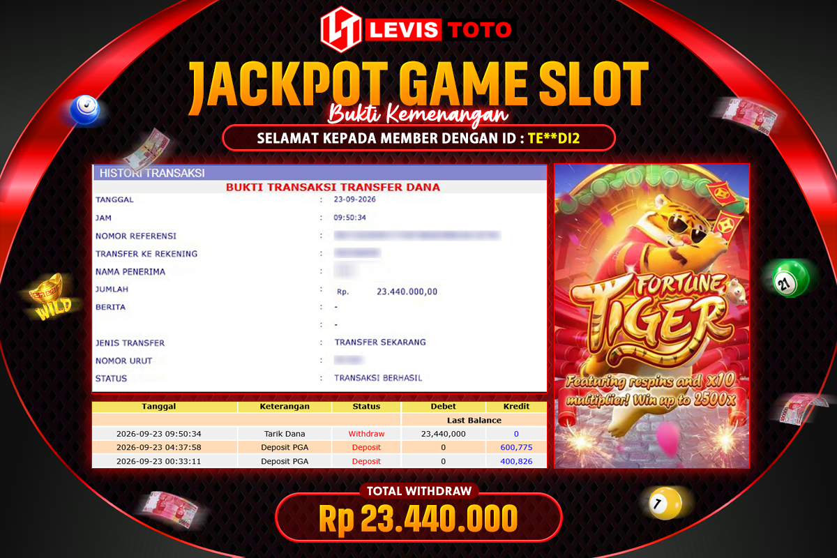 LEVISTOTO - BAYAR JACKPOT SLOT FORTUNE TIGER TOTAL RP.23.440.000 | DIBAYAR LUNAS