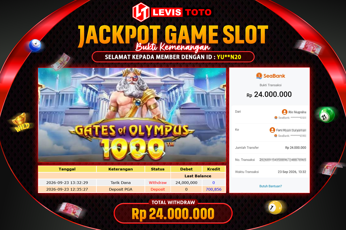 LEVISTOTO - BAYAR JACKPOT SLOT GATES OF OLYMPUS 1000 TOTAL RP.24.000.000 | DIBAYAR LUNAS