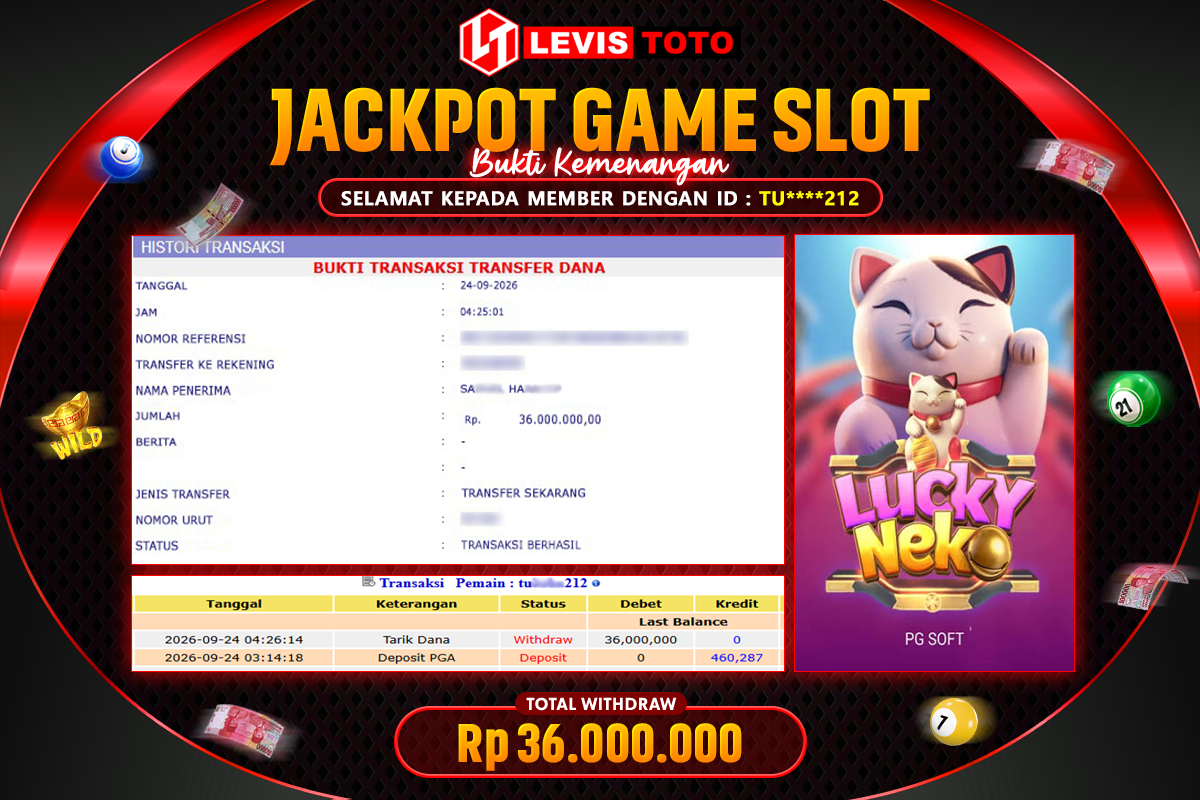 LEVISTOTO - BAYAR JACKPOT SLOT LUCKY NEKO TOTAL Rp.36.000.000 | DIBAYAR LUNAS