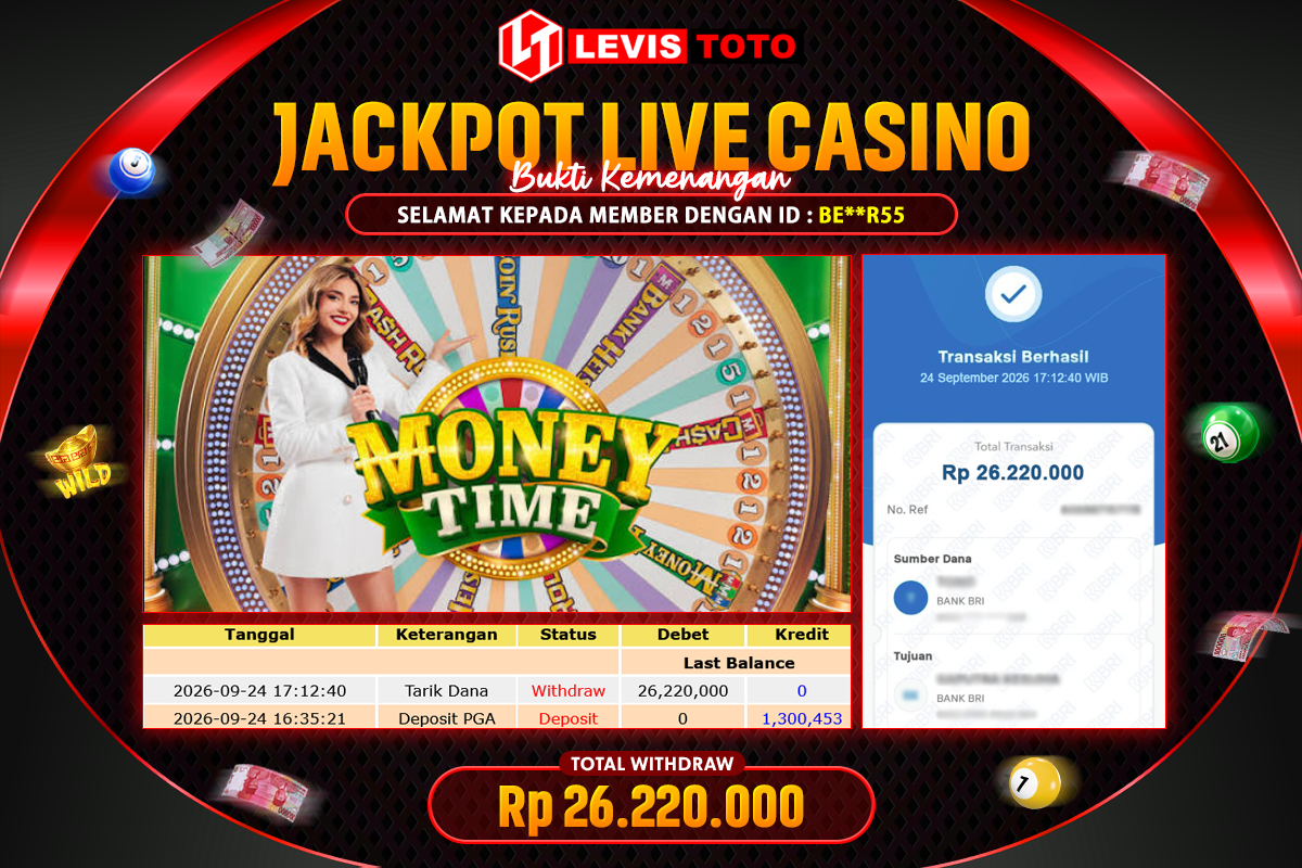 LEVISTOTO - BAYAR JACKPOT LIVE CASINO MONEY TIME TOTAL Rp.26.220.000 | DIBAYAR LUNAS