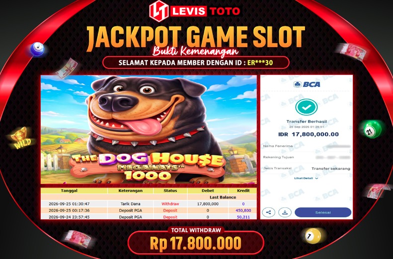 LEVISTOTO - BAYAR JACKPOT THE DOG HOUSE 1000 TOTAL RP.17.800.000 | DIBAYAR LUNAS