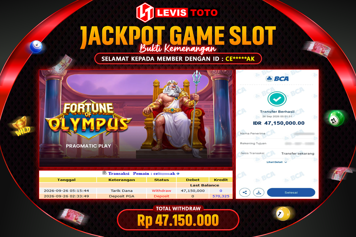 LEVISTOTO - BAYAR JACKPOT SLOT FORTUNE OF OLYMPUS TOTAL Rp.47.150.000 | DIBAYAR LUNAS