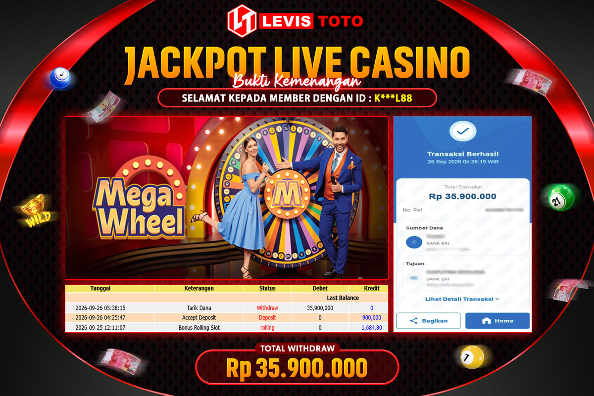 LEVISTOTO - BAYAR JACKPOT LIVE CASINO MEGA WHEEL TOTAL RP.35.900.000 | DIBAYAR LUNAS
