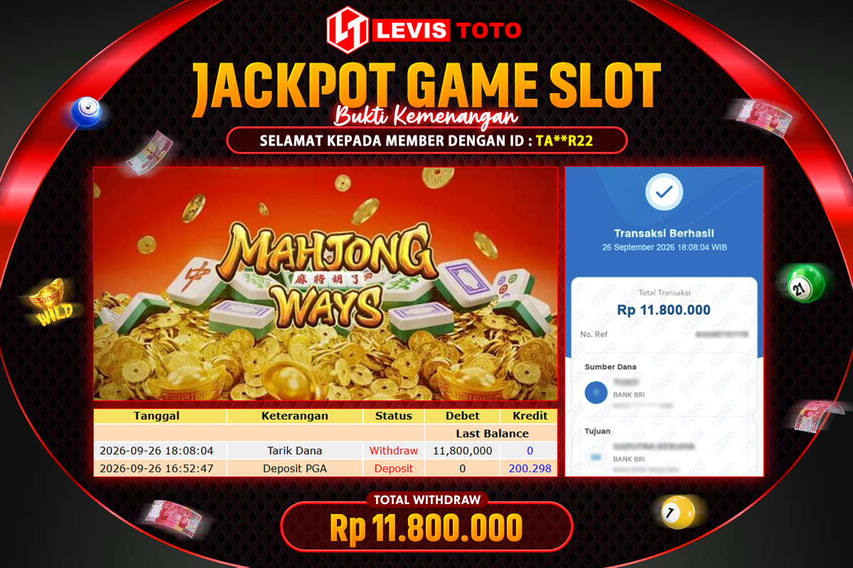 LEVISTOTO - BAYAR JACKPOT SLOT MAHJONG WAYS TOTAL Rp.11.800.000 | DIBAYAR LUNAS