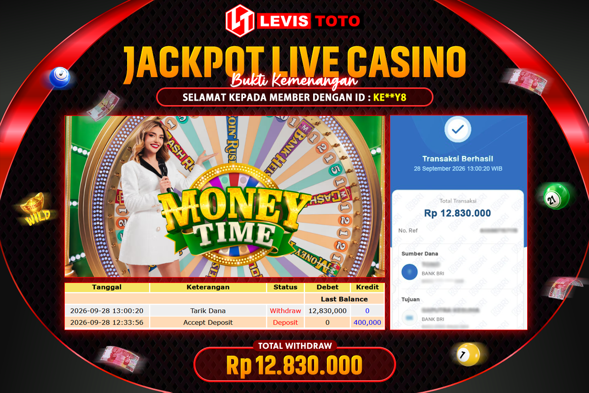 LEVISTOTO - BAYAR JACKPOT LIVE CASINO MONEY TIME TOTAL Rp.12.830.000 | DIBAYAR LUNAS