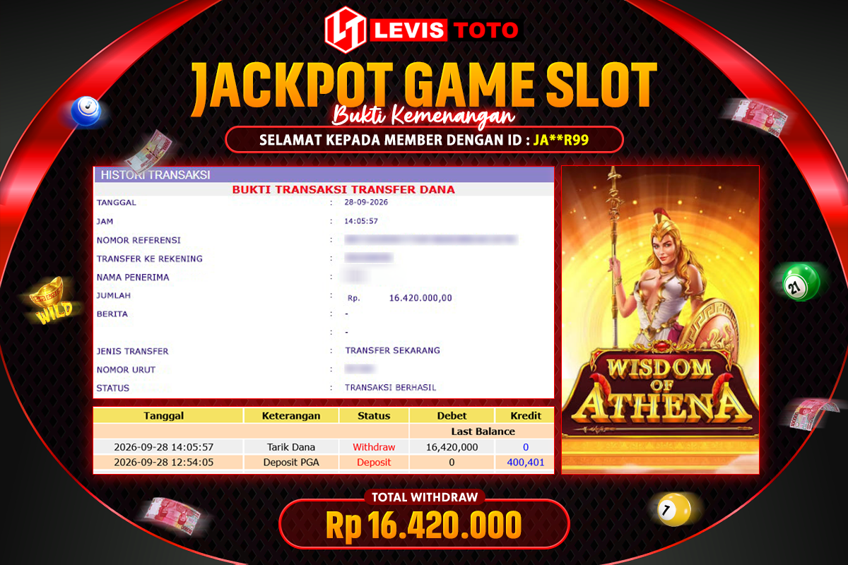 LEVISTOTO - BAYAR JACKPOT SLOT WISDOM OF ATHENA TOTAL Rp.16.420.000 | DIBAYAR LUNAS