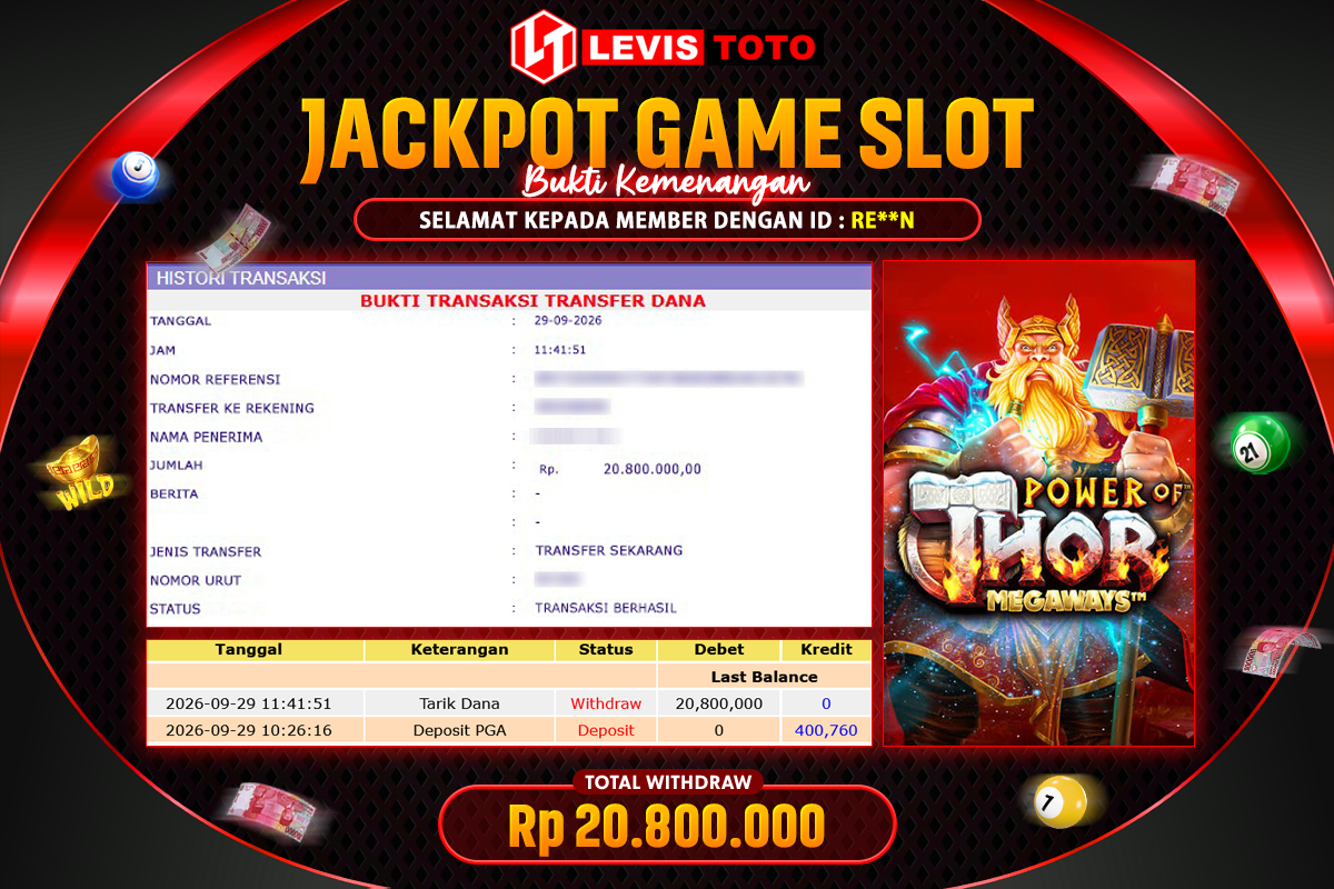 LEVISTOTO - BAYAR JACKPOT SLOT POWER OF THOR TOTAL Rp.20.800.000 | DIBAYAR LUNAS