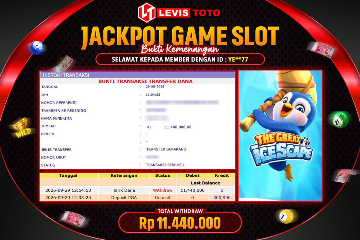 LEVISTOTO - BAYAR JACKPOT SLOT THE GREAT ICESCAPE TOTAL Rp.11.440.000 | DIBAYAR LUNAS