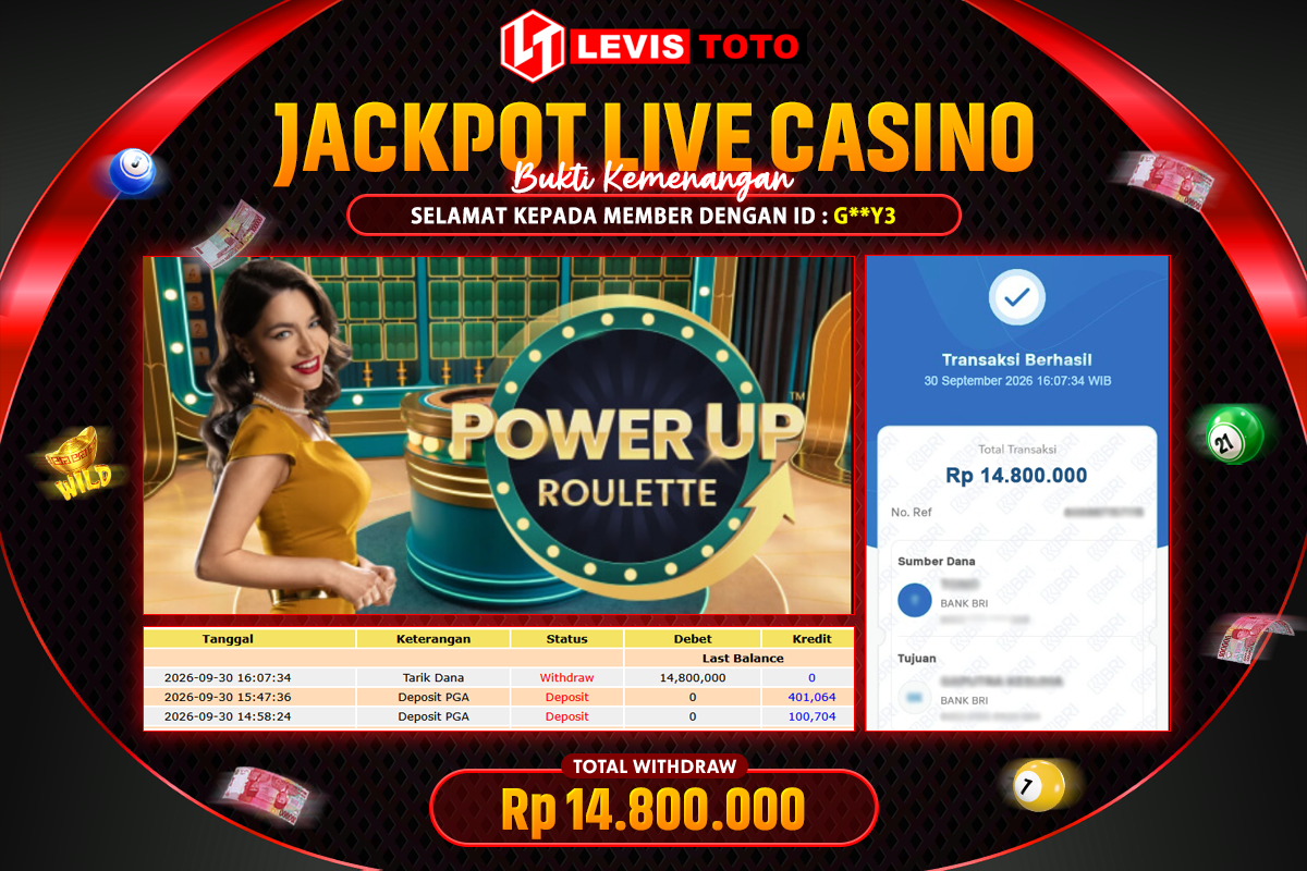 LEVISTOTO - BAYAR JACKPOT LIVE CASINO POWER UP ROULLETE TOTAL Rp.14.800.000 | DIBAYAR LUNAS