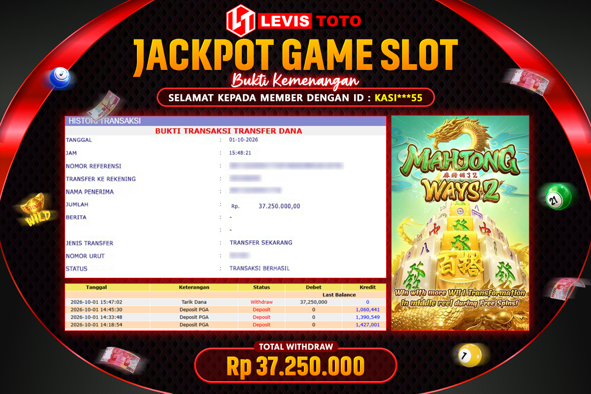 LEVISTOTO - BAYAR JACKPOT SLOT MAHJONG WAYS 2 TOTAL RP.37.250.000 | DIBAYAR LUNAS